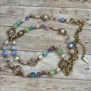 Beautiful Multicolor Glass Beaded Necklace With Flower Details